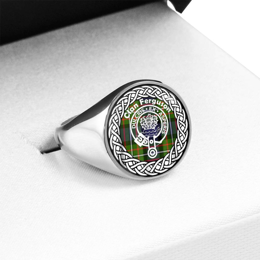 Ferguson Crest Clan Tartan Ring Scottish