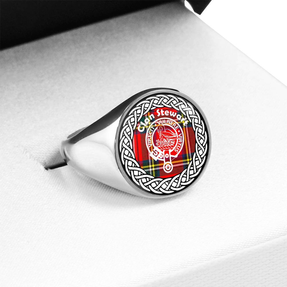 Stewart Crest Clan Tartan Ring Scottish