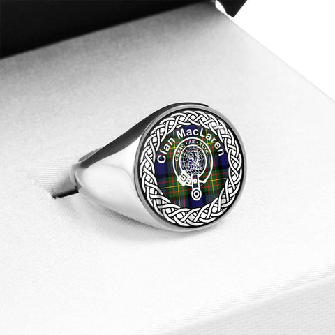 Image of MacLaren Crest Clan Tartan Ring Scottish