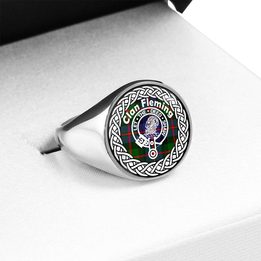 Fleming Crest Clan Tartan Ring Scottish
