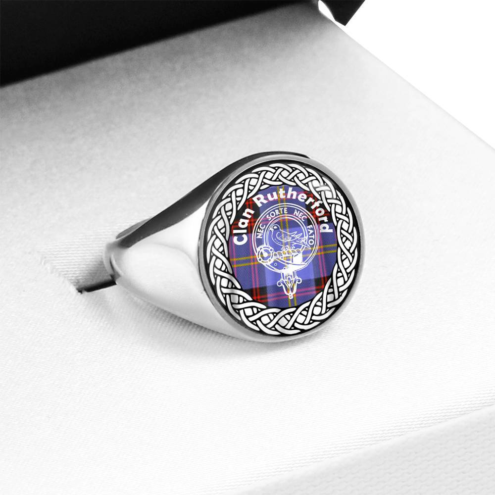 Rutherford Crest Clan Tartan Ring Scottish