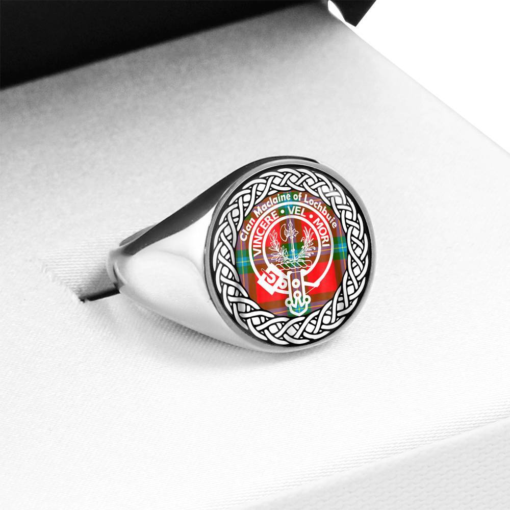 Maclaine Of Lochbuie Crest Clan Tartan Ring Scottish
