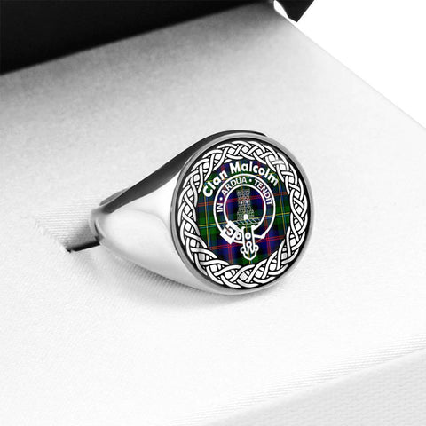 Image of Malcolm Crest Clan Tartan Ring Scottish