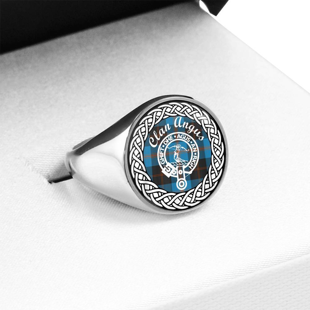 Angus Crest Clan Tartan Ring Scottish