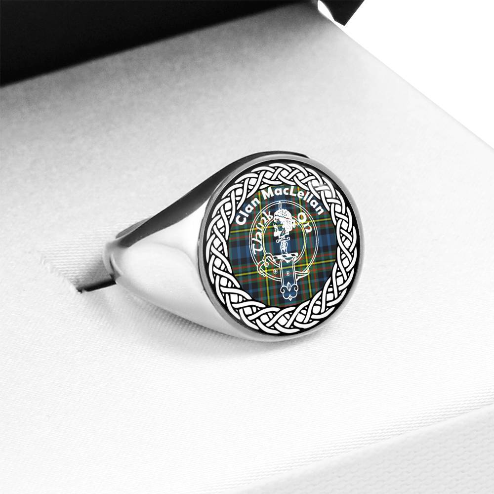 MacLellan Crest Clan Tartan Ring Scottish