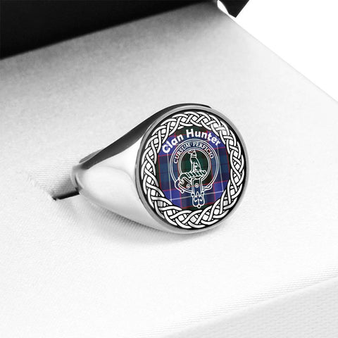 Image of Hunter Crest Clan Tartan Ring Scottish