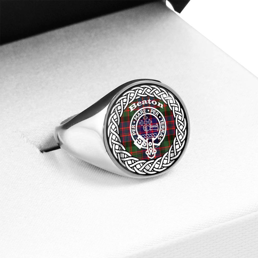 Beaton Crest Clan Tartan Ring Scottish