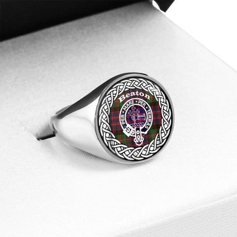Image of Beaton Crest Clan Tartan Ring Scottish