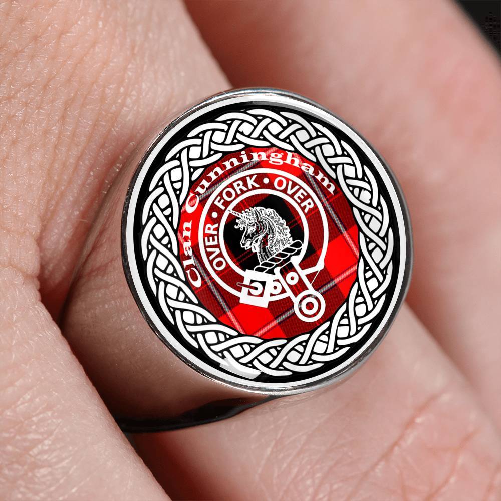 Cunningham Crest Clan Tartan Ring Scottish