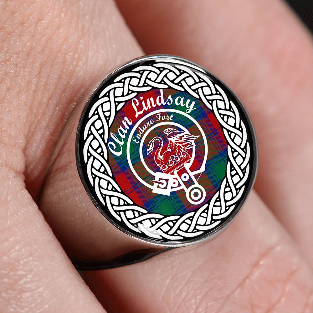 Lindsay Crest Clan Tartan Ring Scottish