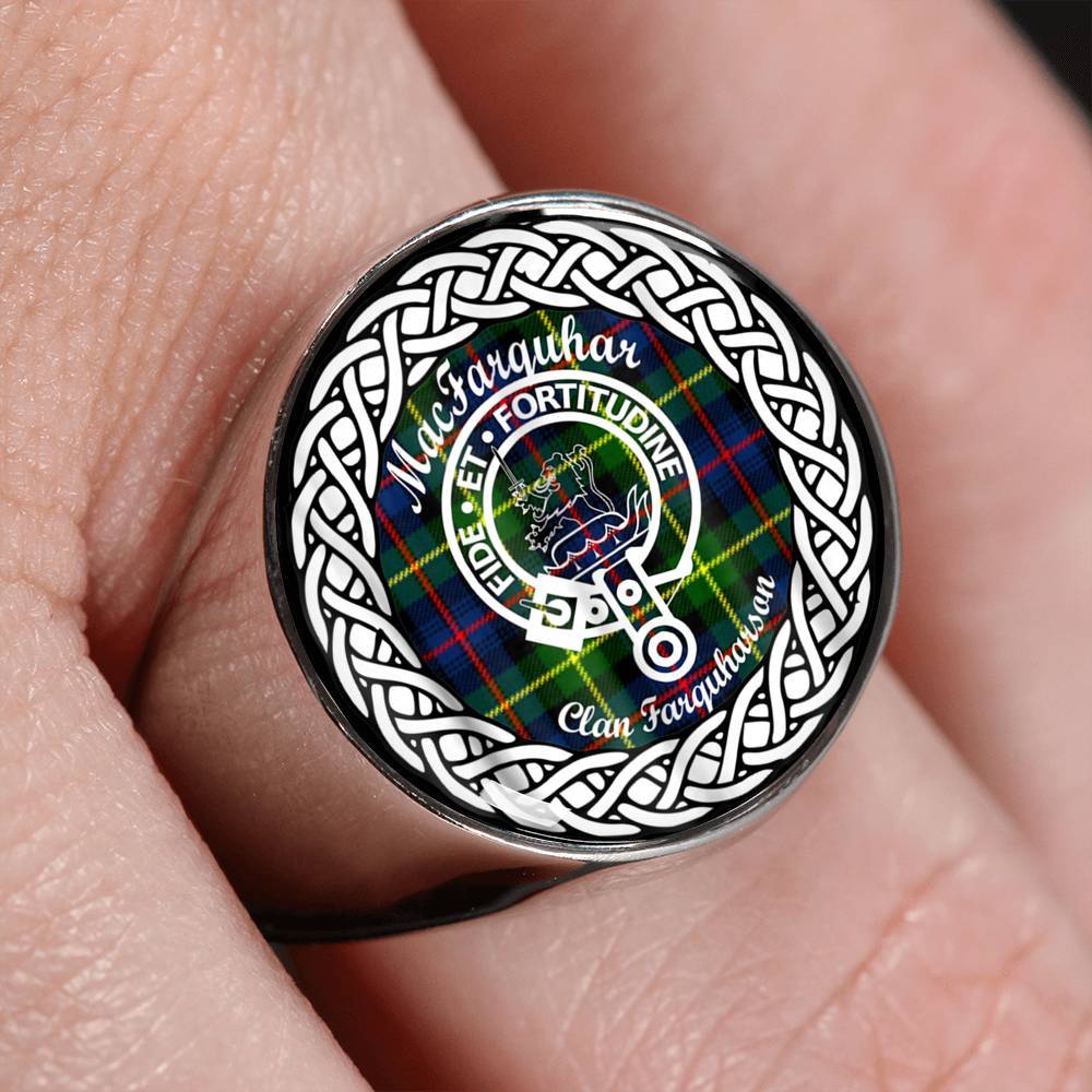 MacFarquhar Crest Clan Tartan Ring Scottish