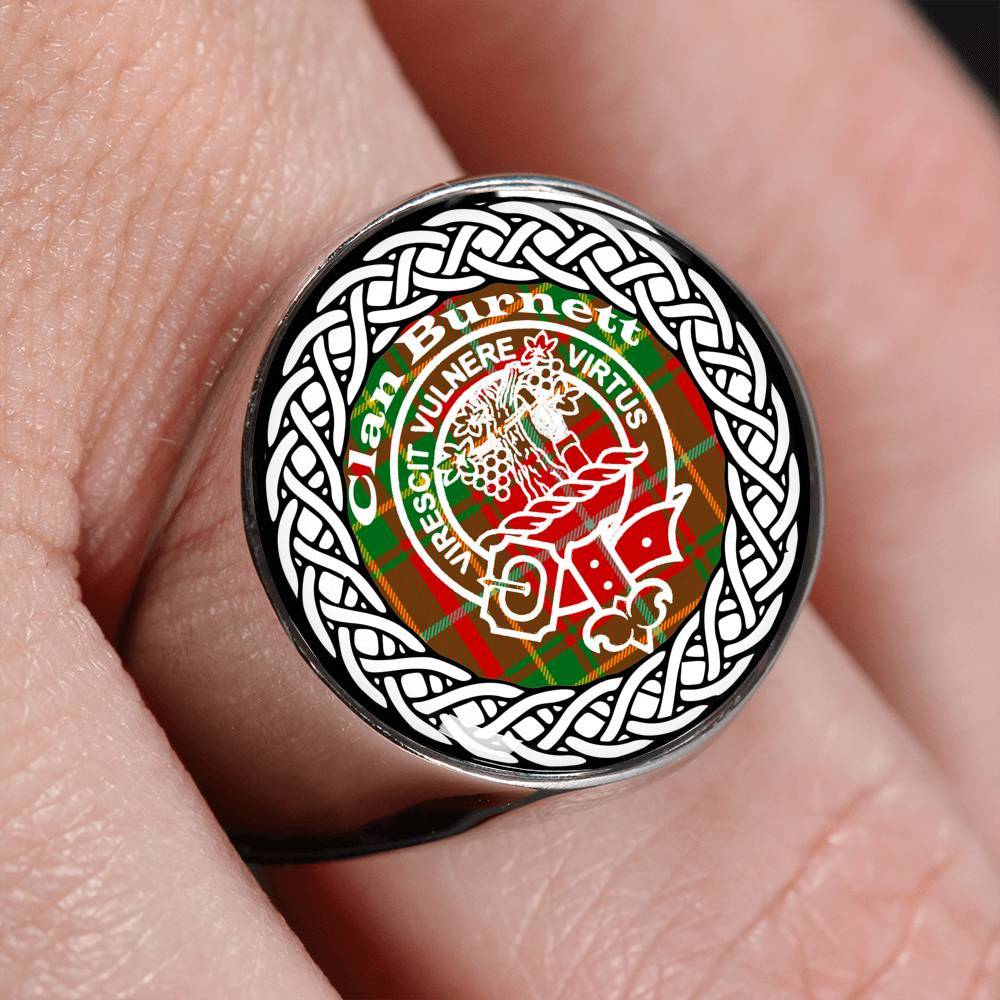 Burnett Crest Clan Tartan Ring Scottish