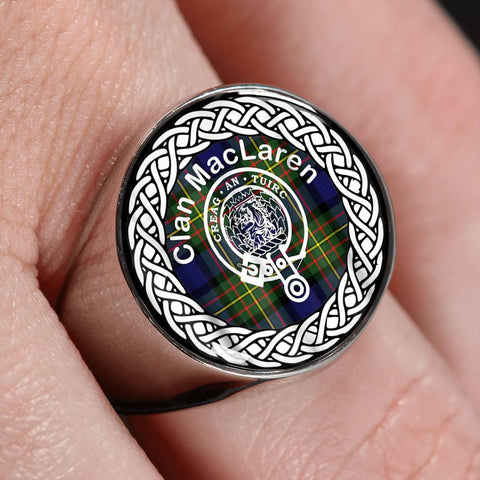 Image of MacLaren Crest Clan Tartan Ring Scottish