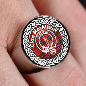 MacAlister Crest Clan Tartan Ring Scottish