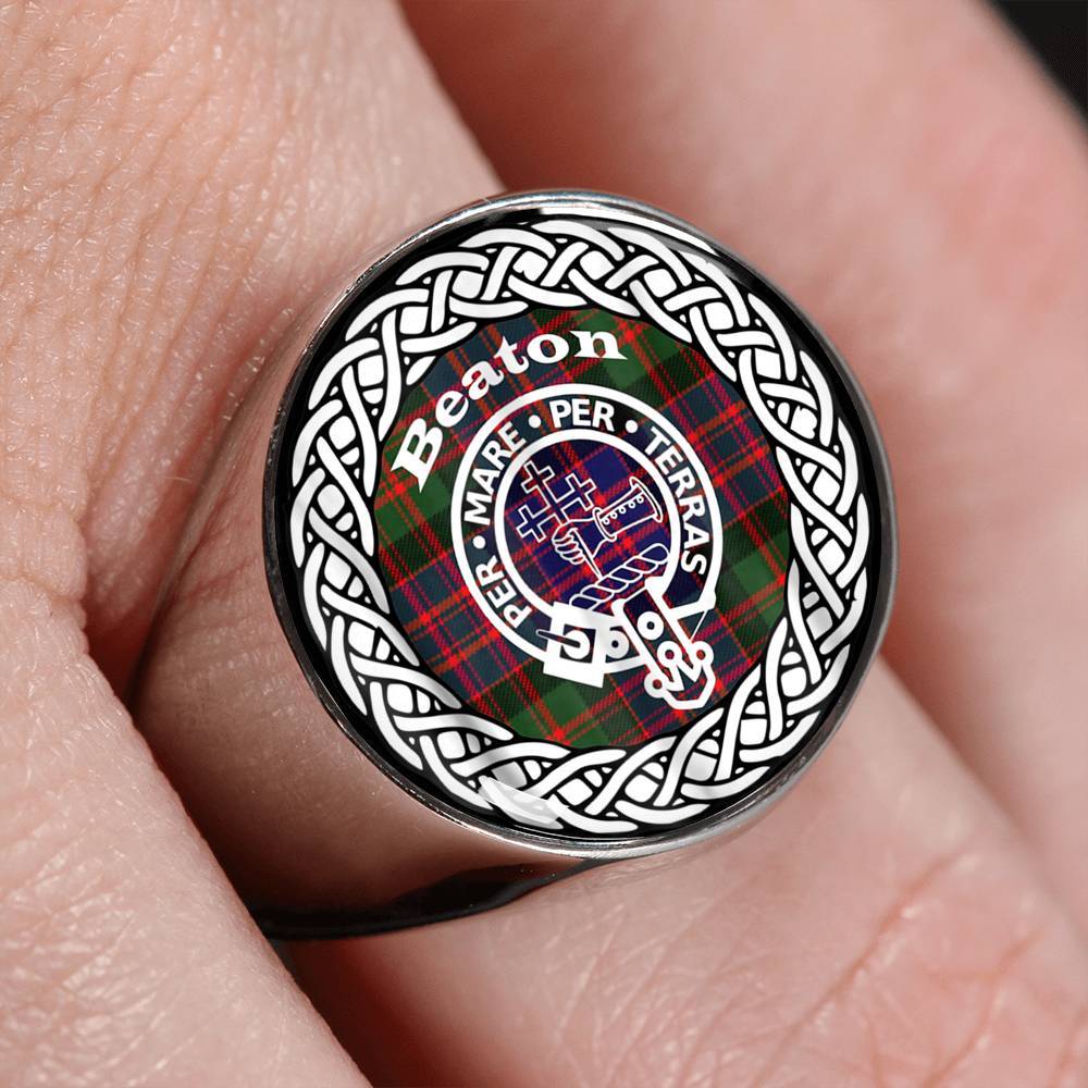 Beaton Crest Clan Tartan Ring Scottish