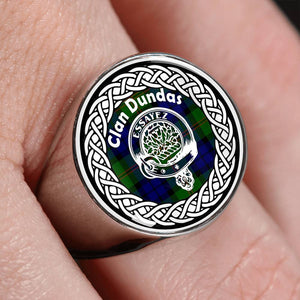 Dundas Crest Clan Tartan Ring Scottish