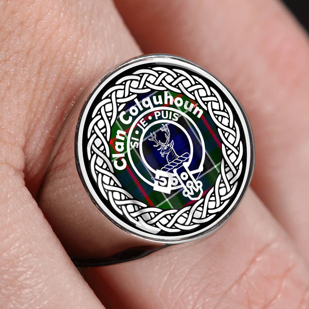 Colquhoun Crest Clan Tartan Ring Scottish
