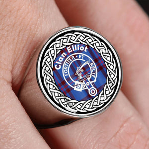 Eliiot Crest Clan Tartan Ring Scottish