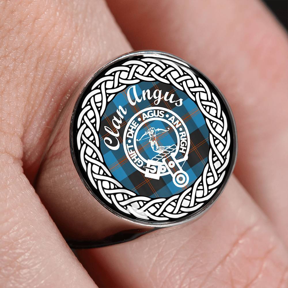 Angus Crest Clan Tartan Ring Scottish