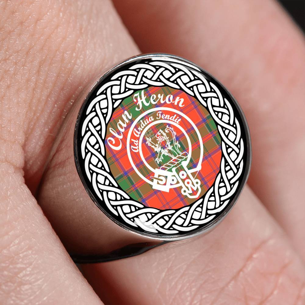 Heron Crest Clan Tartan Ring Scottish