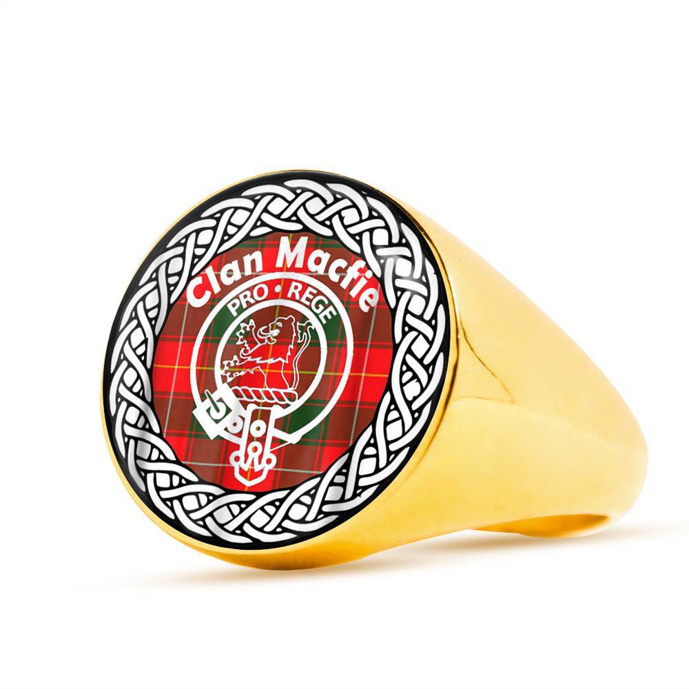 Macfie Crest Clan Tartan Ring Scottish