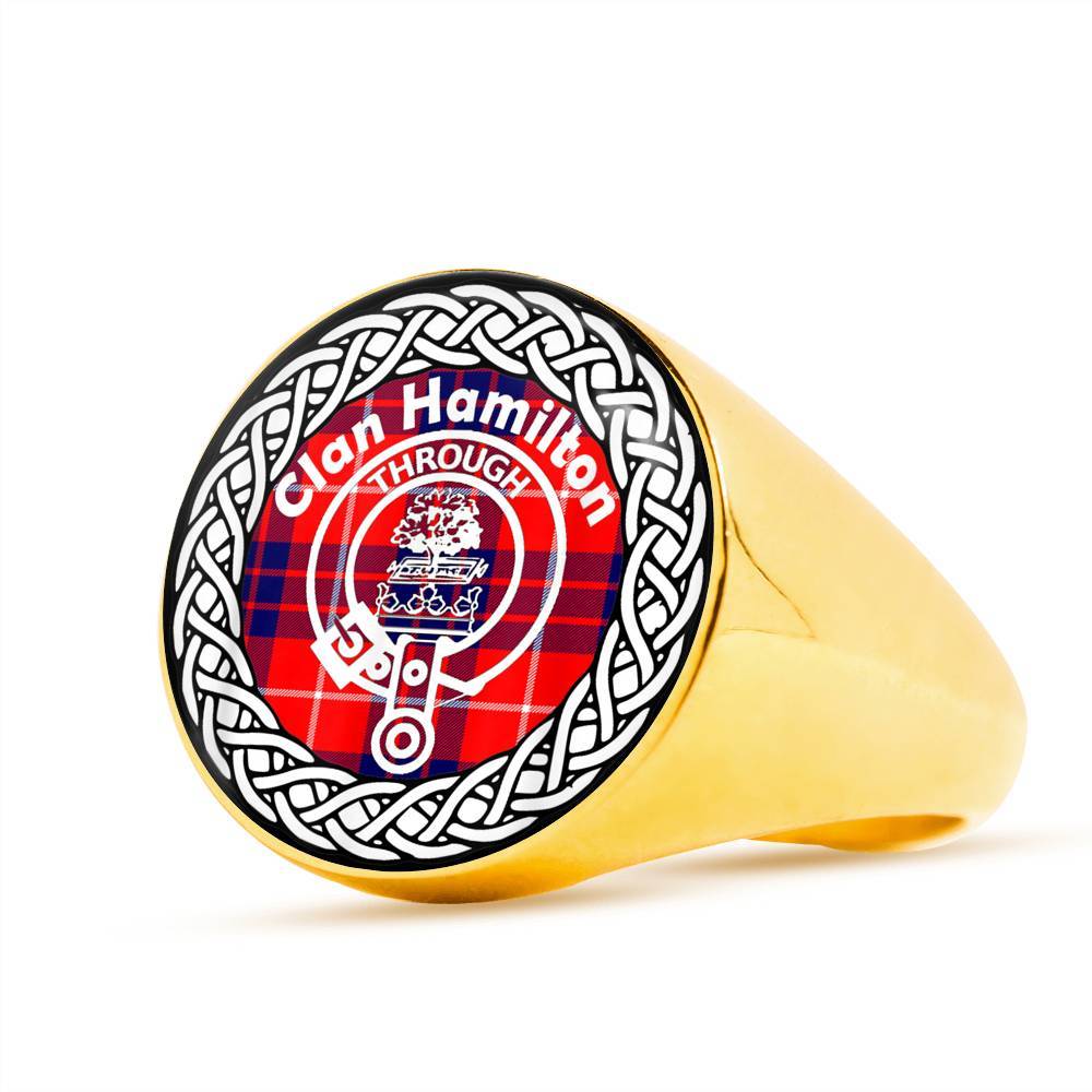 Hamilton Crest Clan Tartan Ring Scottish