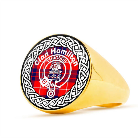 Image of Hamilton Crest Clan Tartan Ring Scottish
