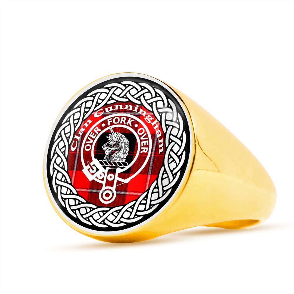 Cunningham Crest Clan Tartan Ring Scottish