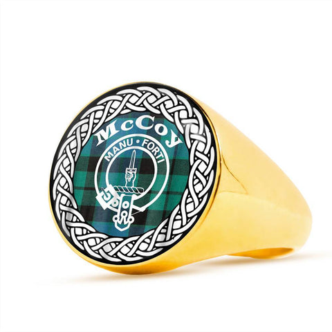 Image of McCoy Crest Clan Tartan Ring Scottish