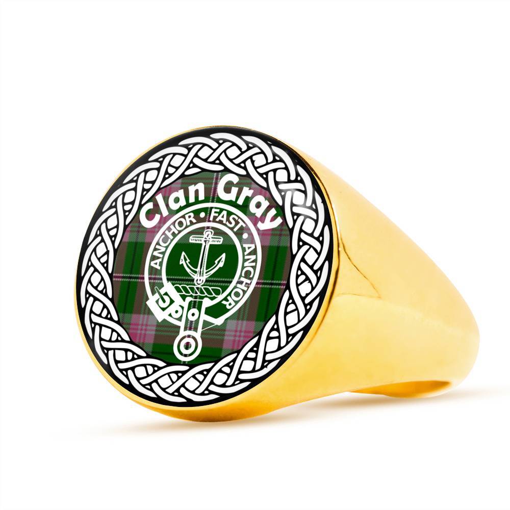 Gray Crest Clan Tartan Ring Scottish