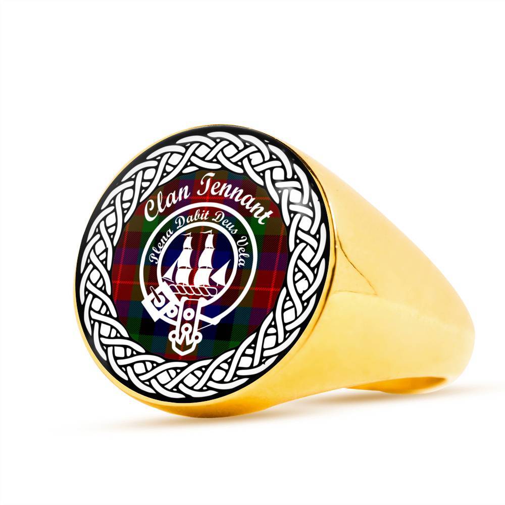 Tennant Crest Clan Tartan Ring Scottish