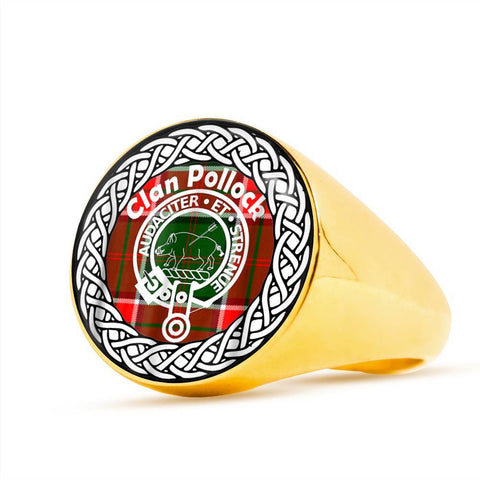 Image of Pollock Crest Clan Tartan Ring Scottish