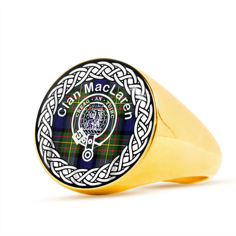 Image of MacLaren Crest Clan Tartan Ring Scottish