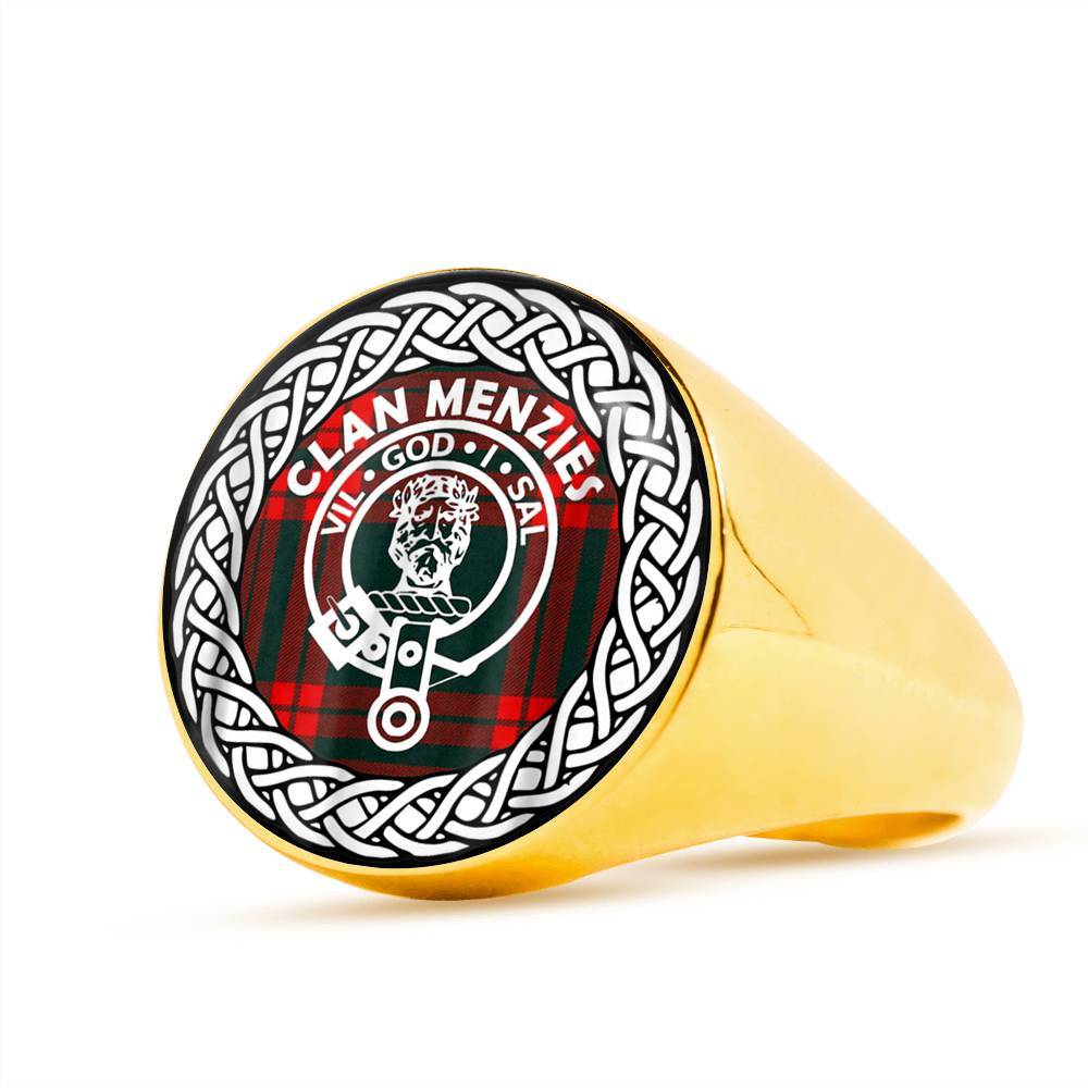 Menzies Crest Clan Tartan Ring Scottish