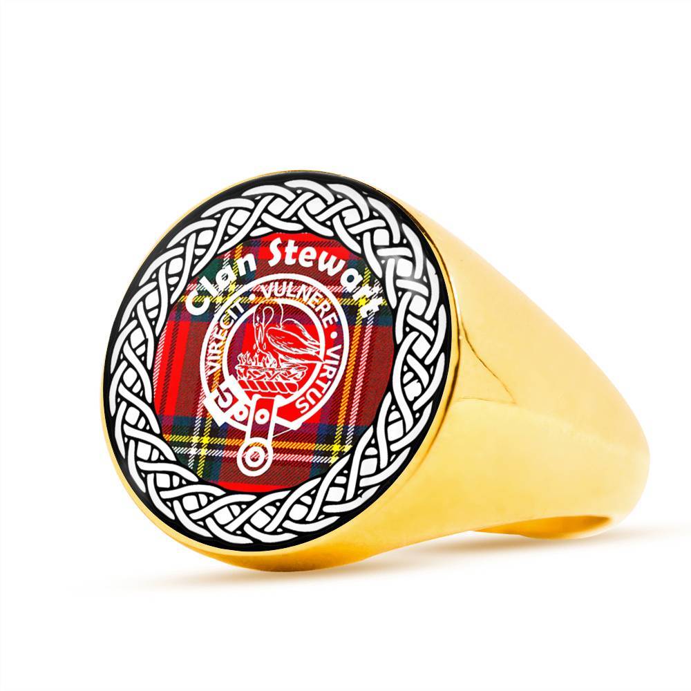 Stewart Crest Clan Tartan Ring Scottish