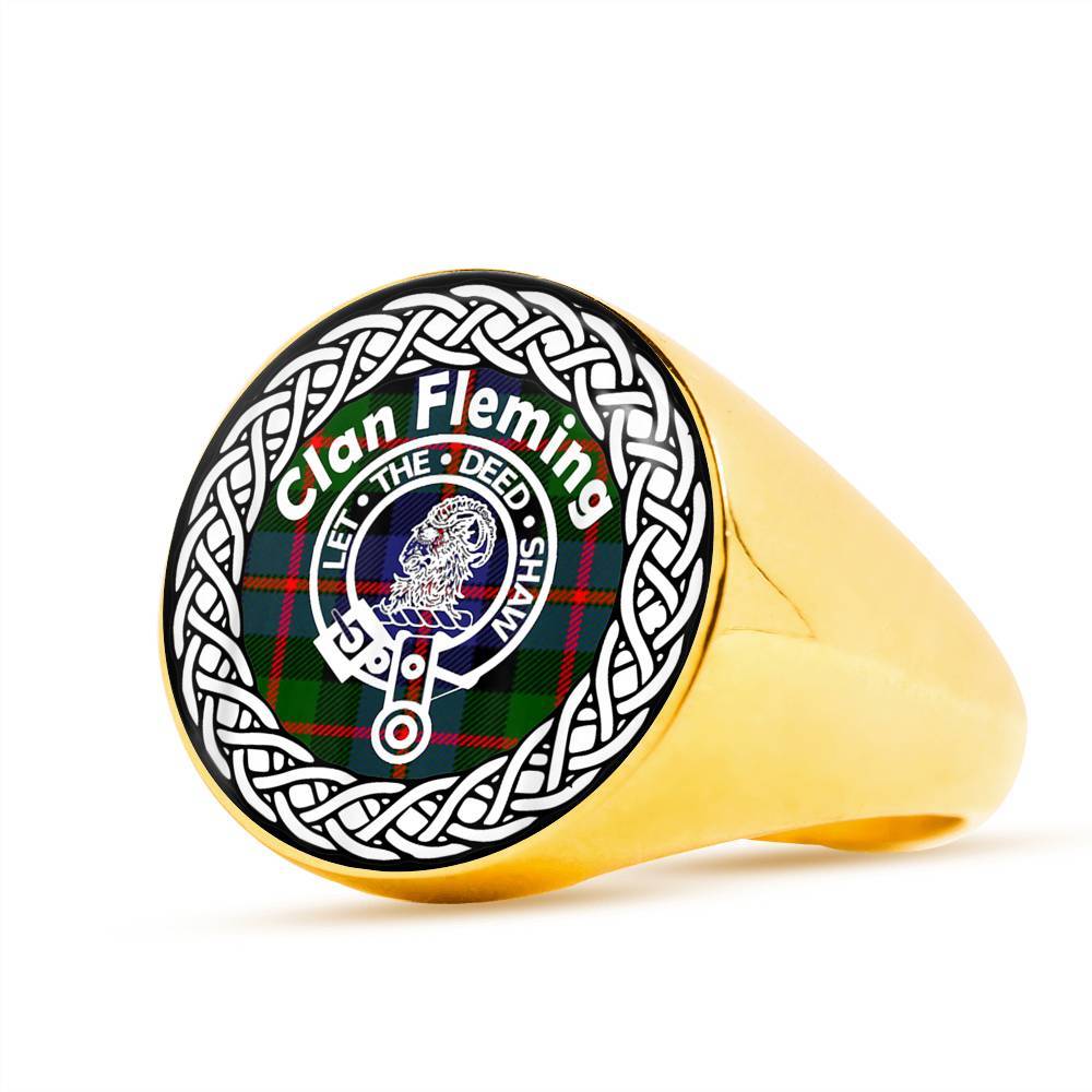 Fleming Crest Clan Tartan Ring Scottish
