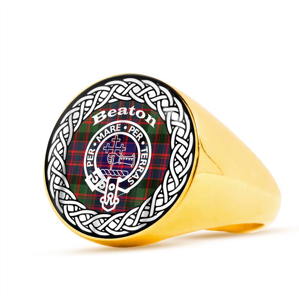 Beaton Crest Clan Tartan Ring Scottish