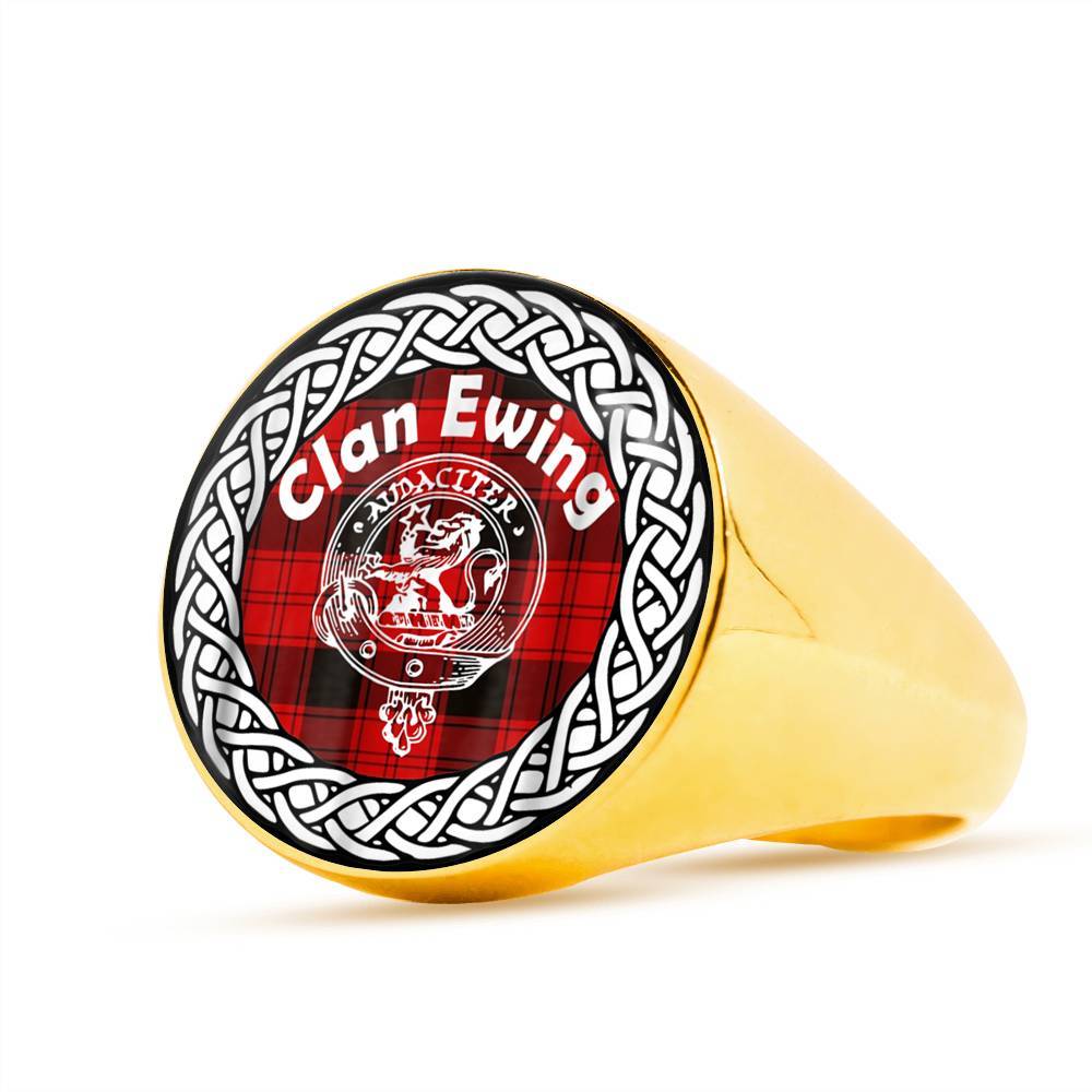 Ewing Crest Clan Tartan Ring Scottish