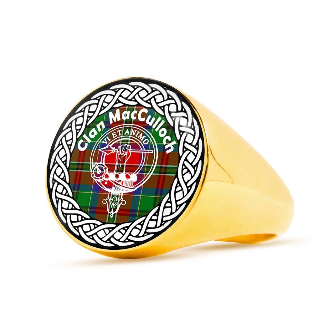 MacCullock Crest Clan Tartan Ring Scottish