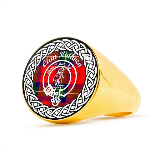 Image of Ruthven Crest Clan Tartan Ring Scottish