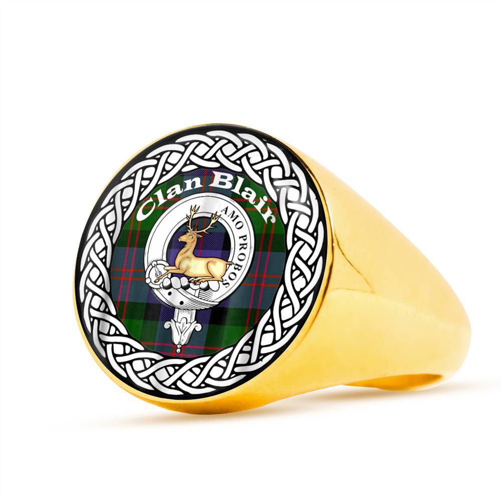 Blair Crest Badge Clan Tartan Ring Scottish