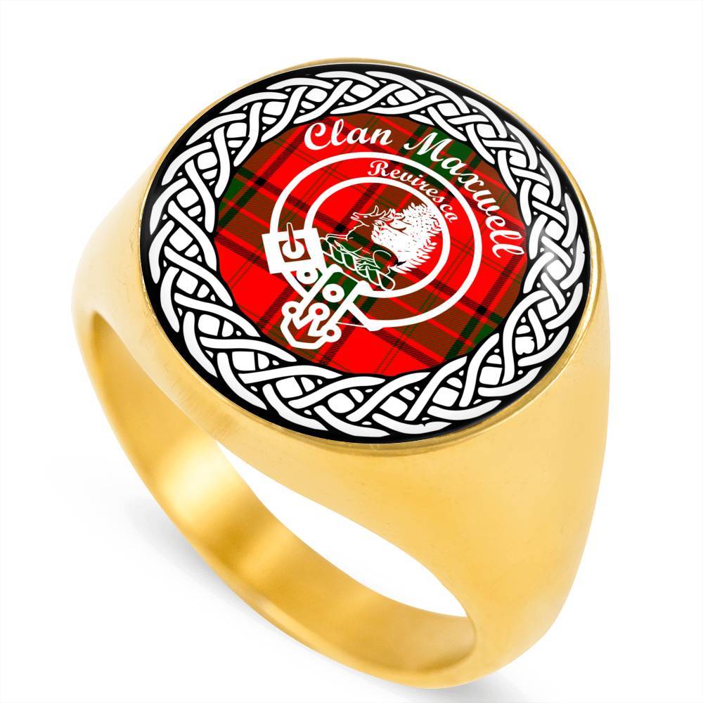 Maxwell Crest Clan Tartan Ring Scottish
