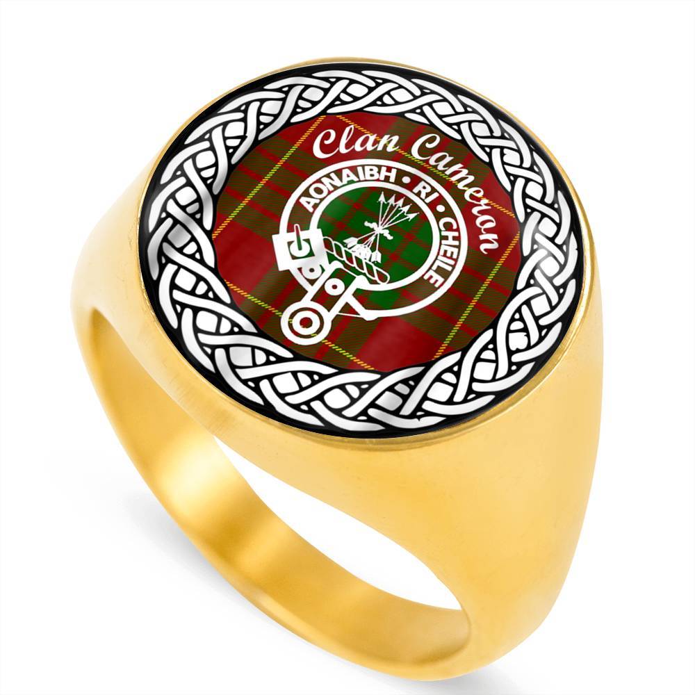Cameron Crest Clan Tartan Ring Scottish