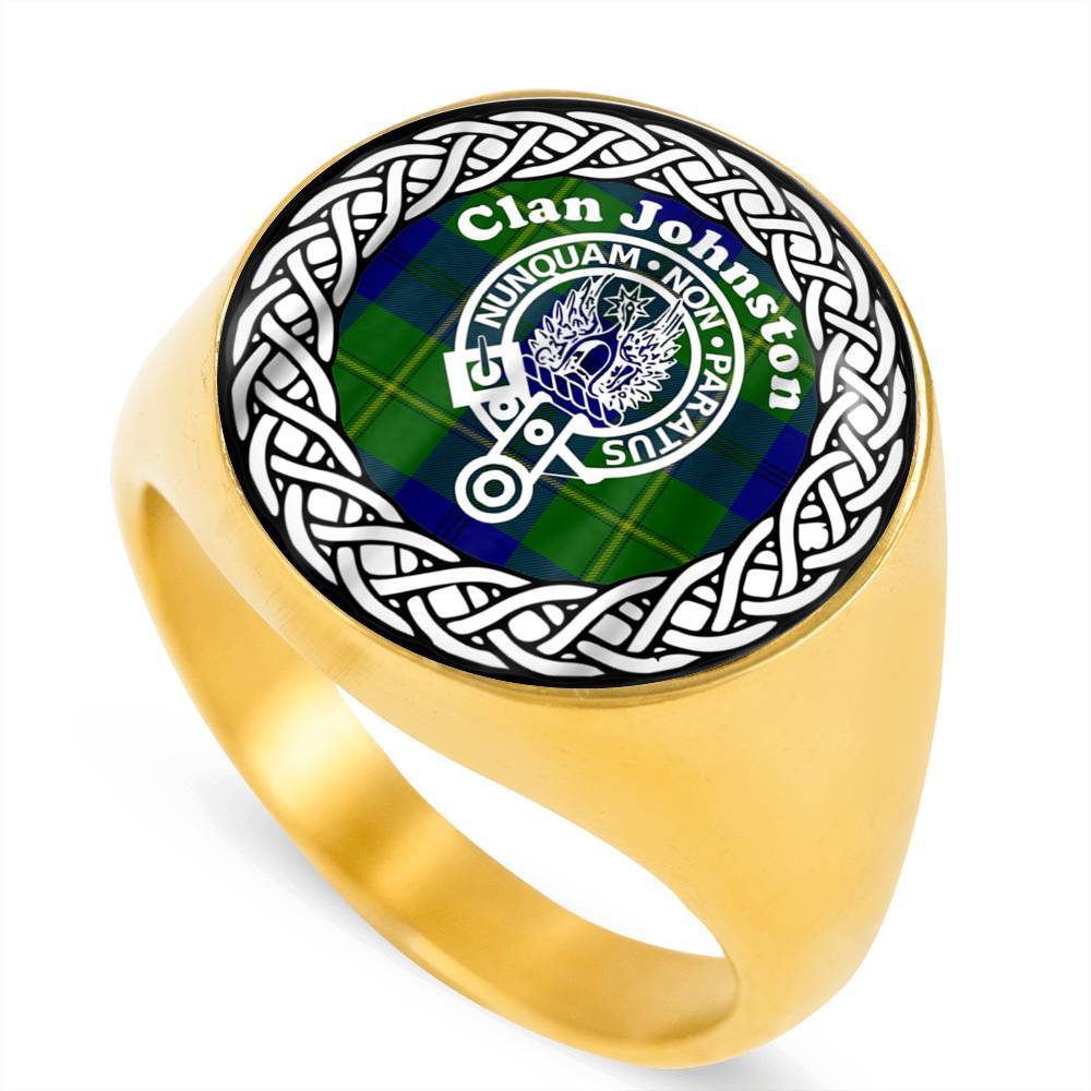 Johnston Crest Clan Tartan Ring Scottish
