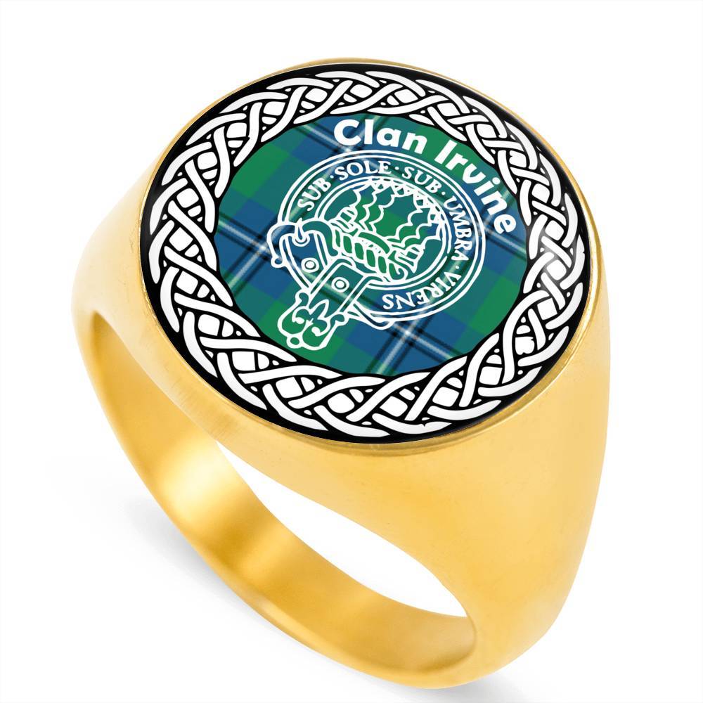 Irvine Crest Clan Tartan Ring Scottish