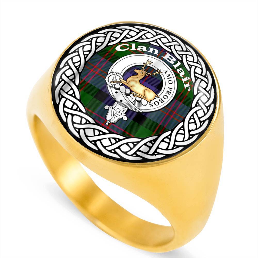 Blair Crest Badge Clan Tartan Ring Scottish