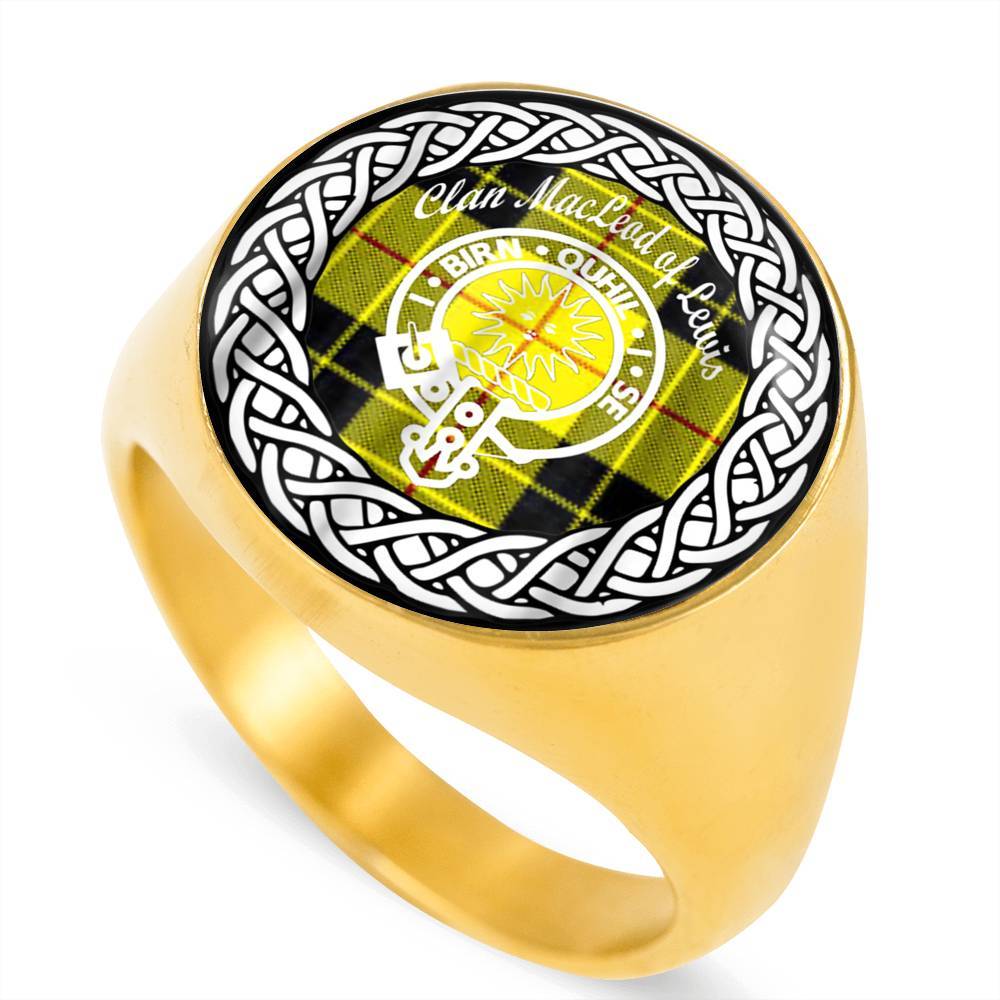 MacLead Of Lewis Crest Clan Tartan Ring Scottish