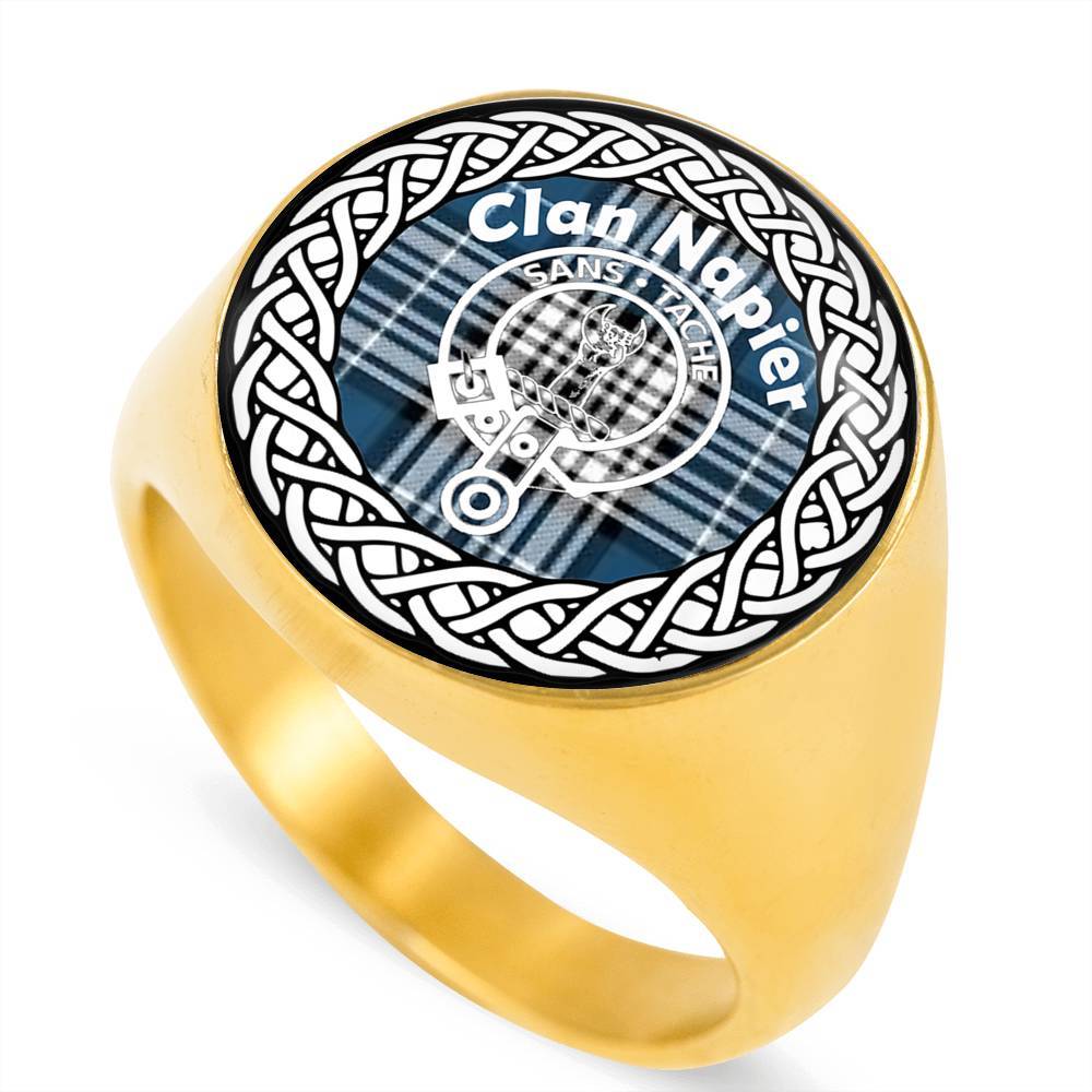 Napier Crest Clan Tartan Ring Scottish