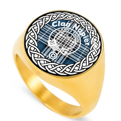 Image of Napier Crest Clan Tartan Ring Scottish