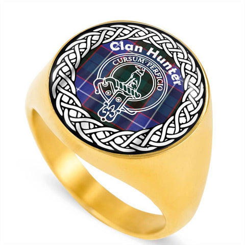 Image of Hunter Crest Clan Tartan Ring Scottish